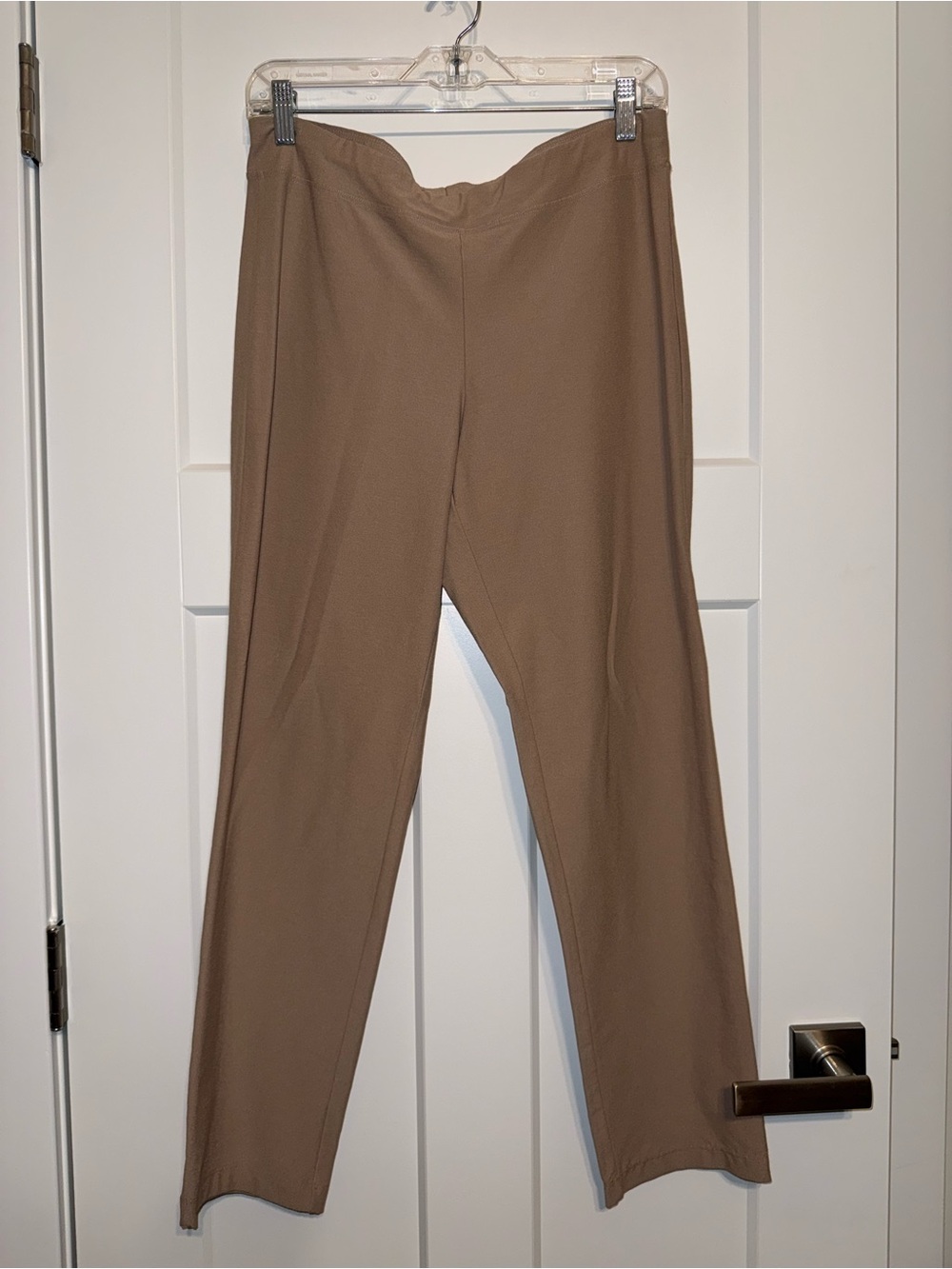 Eileen Fisher Taupe Straight-Leg High-Rise Pants